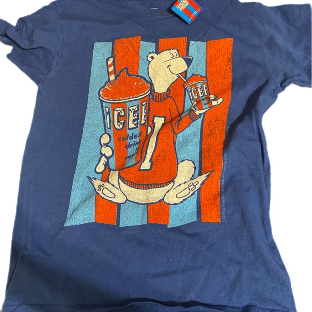 Blue and Orange Cartoon Graphic Short Sleeve Tee